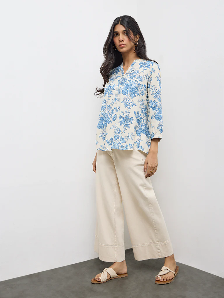 Utsa Indigo Floral Tunic - Image 2