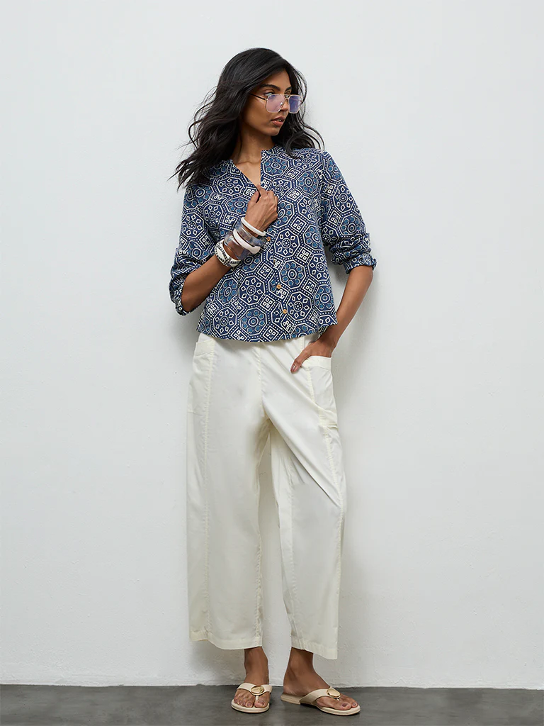 Utsa Indigo Printed Cotton Tunic - Image 2