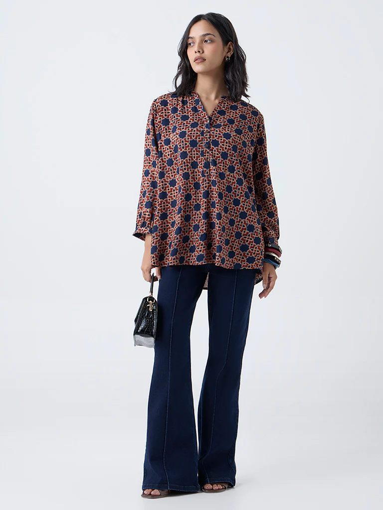 Utsa Indigo Printed Tunic