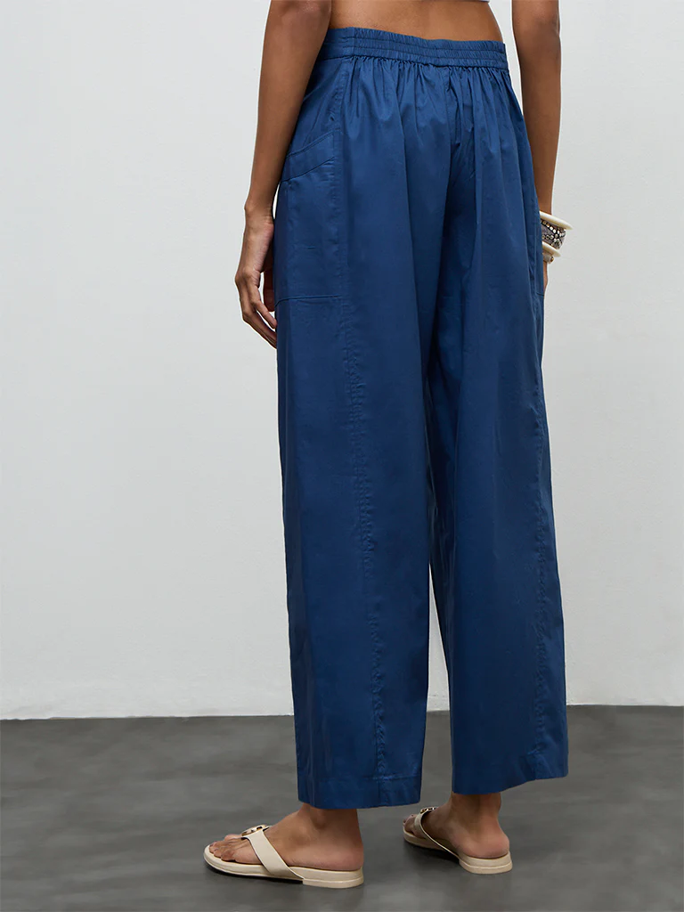 Utsa Indigo Solid Cotton Pants - Image 4