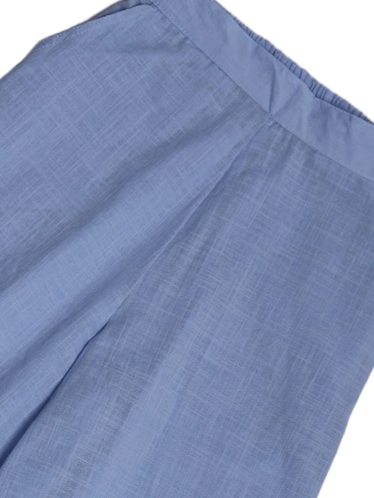 Utsa Kids Girls Blue Solid Cotton Wide-Leg Pants - (8-14 yrs) - Image 5