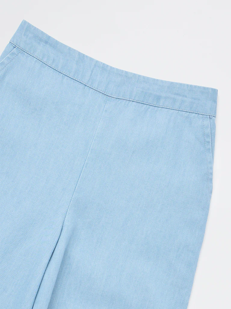 Utsa Kids Girls Blue Solid Denim Pants - (2-8 yrs) - Image 5