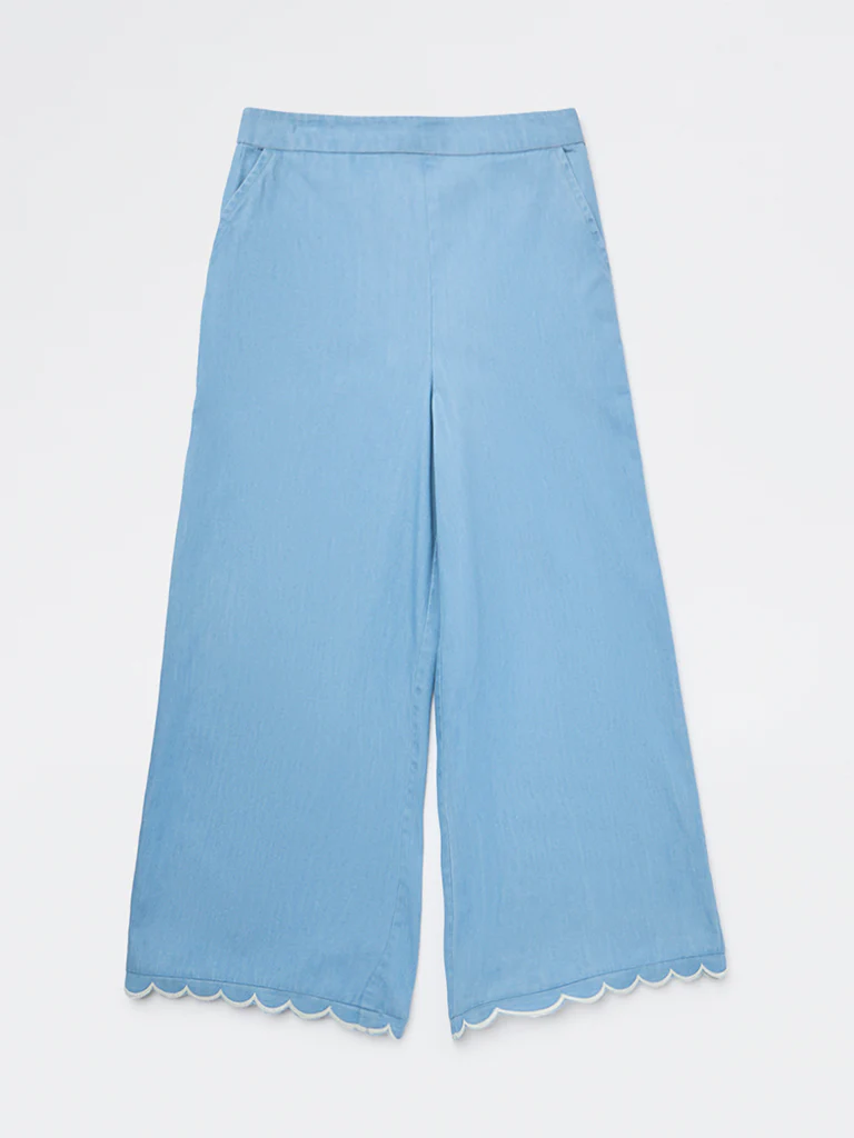 Utsa Kids Girls Blue Solid Denim Pants - (8-14 yrs)