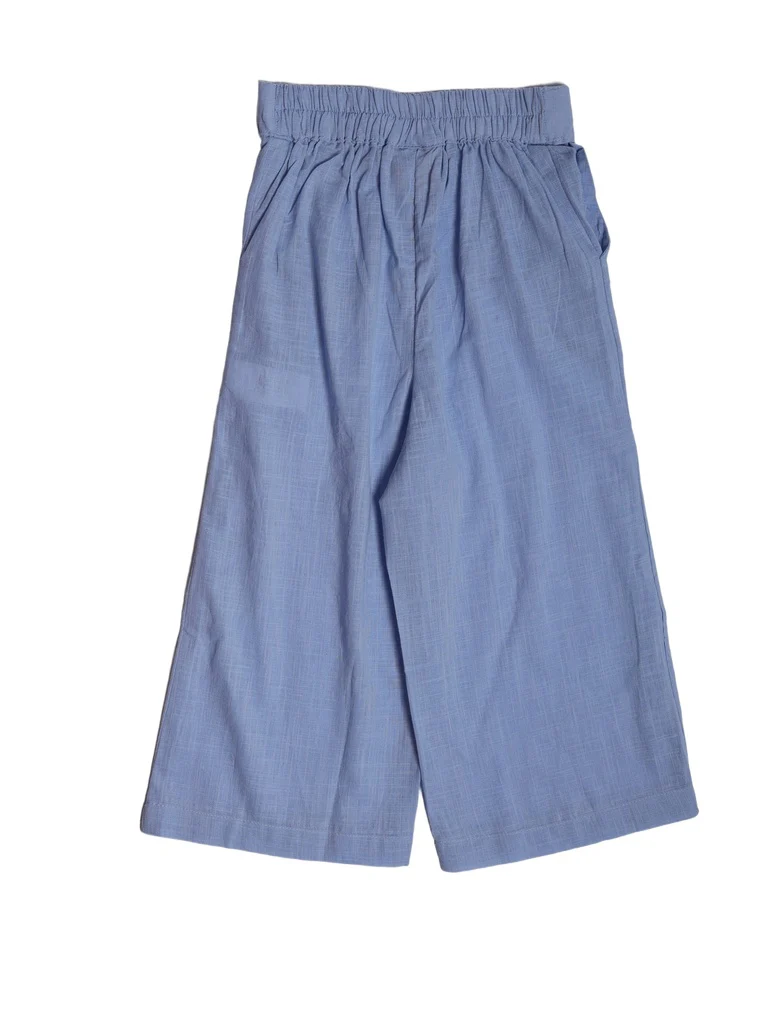 Utsa Kids Girls Blue Wide-Leg Cotton Culotte Pants - (2-8 yrs) - Image 4