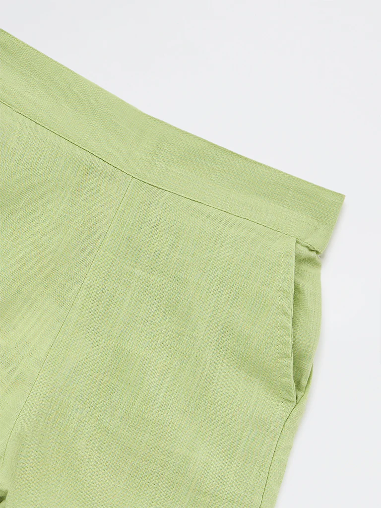 Utsa Kids Girls Green Cotton Ethnic Pants - (2-8 yrs) - Image 5