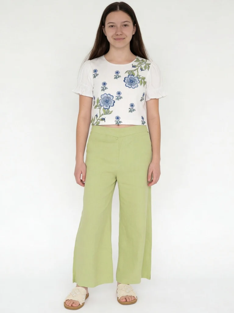 Utsa Kids Girls Green Cotton Ethnic Pants - (8-14 yrs)