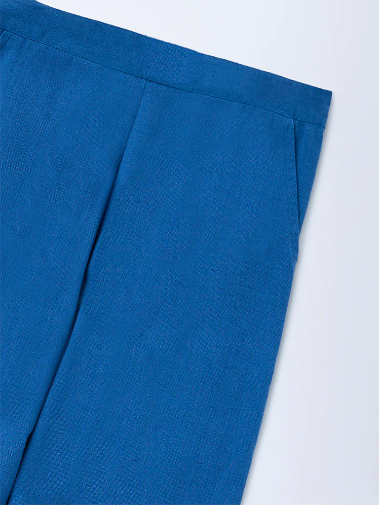 Utsa Kids Girls Indigo Lace Detailed Cotton-Blend Pants - (8-14 yrs) - Image 3