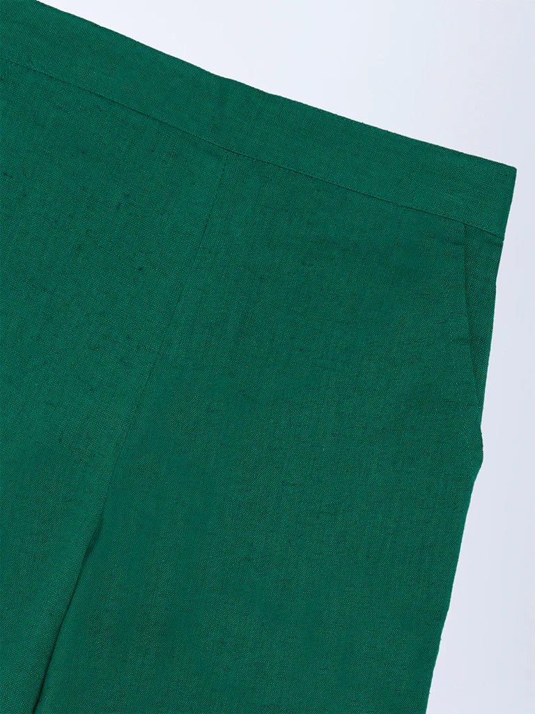 Utsa Kids Girls Jade Green Cotton-Blend Ethnic Pants - (2-8 yrs) - Image 3