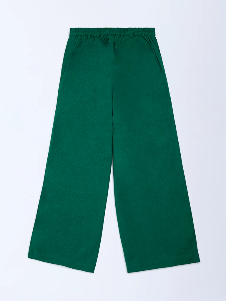 Utsa Kids Girls Jade Green Cotton-Blend Ethnic Pants - (8-14 yrs) - Image 2