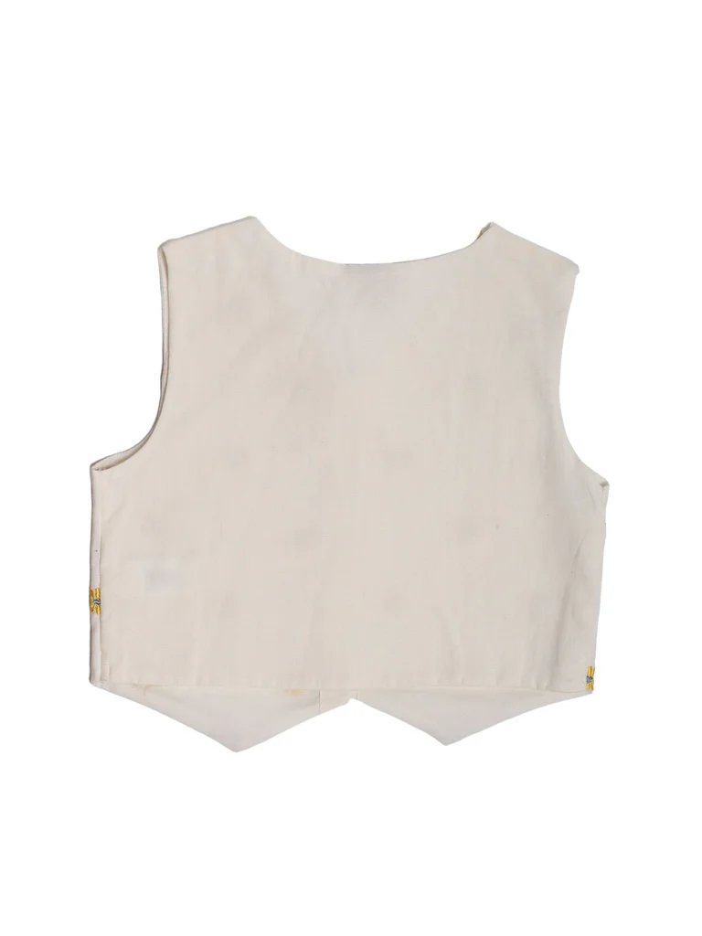 Utsa Kids Girls White Embroidered Cotton-Blend Waistcoat - (8-14 yrs) - Image 4