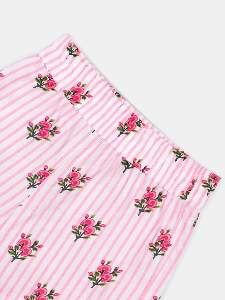 Utsa Kids Girls White Floral Printed Cotton Shorts - (2-8 yrs) - Image 5