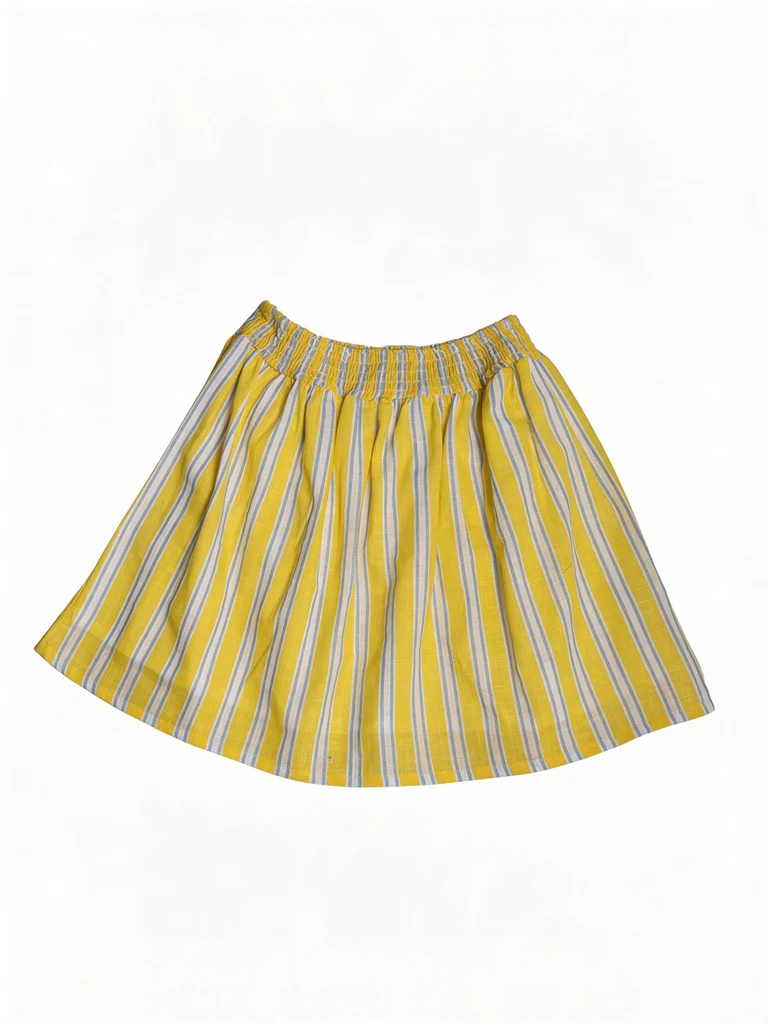 Utsa Kids Girls Yellow Striped Cotton Flared Skirt - (8-14 yrs) - Image 4