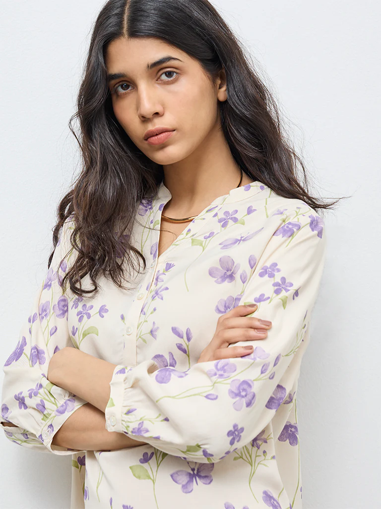 Utsa Lavender Floral Tunic - Image 3