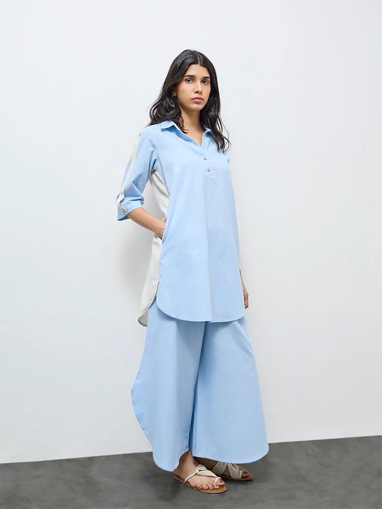 Utsa Light Blue Solid Palazzos - Image 2