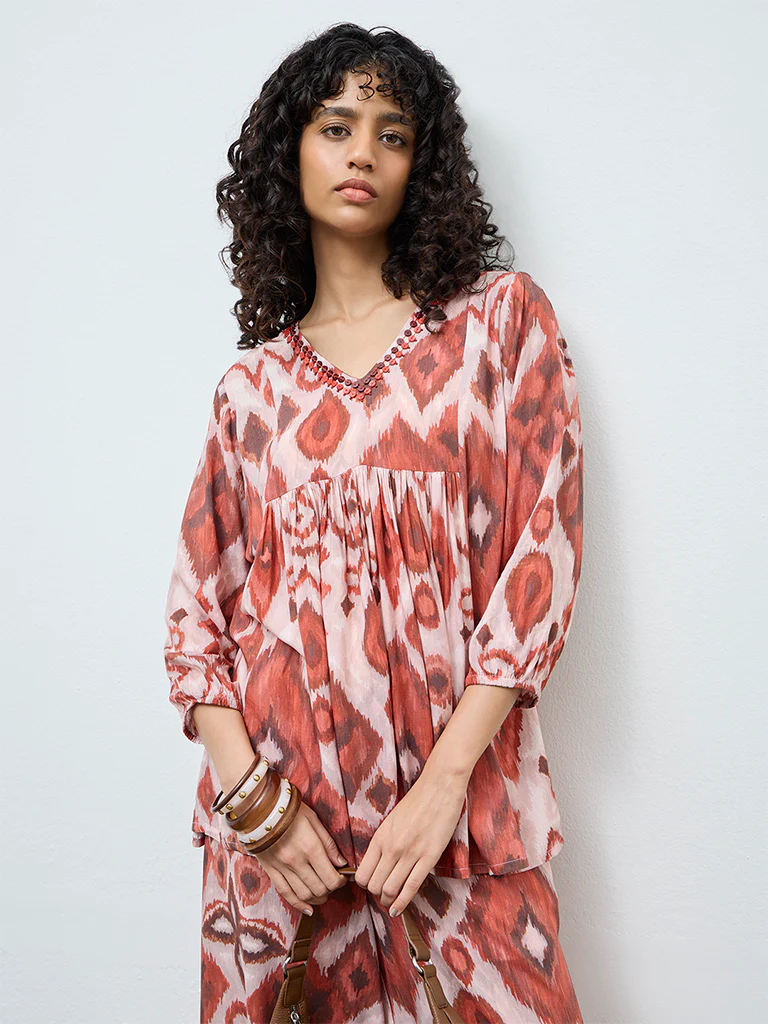 Utsa Light Pink Printed Tunic