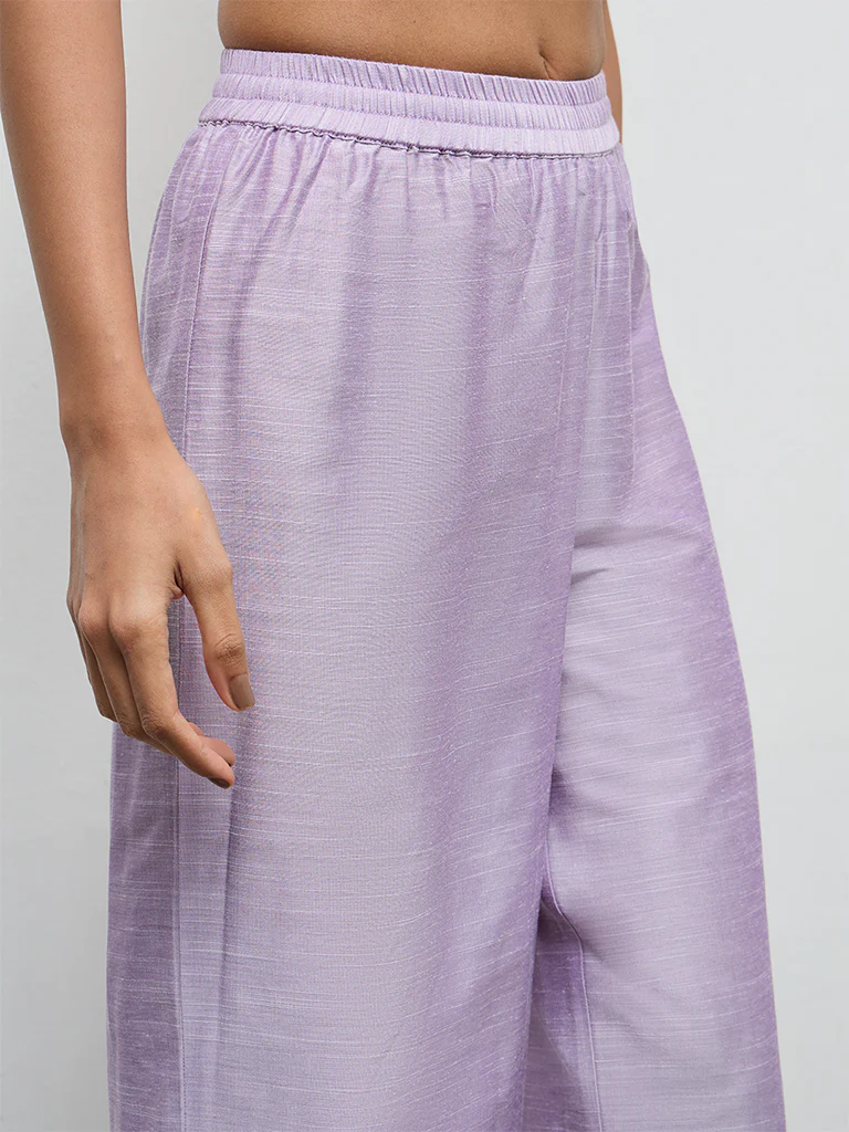 Utsa Lilac Solid Ethnic Pants - Image 3