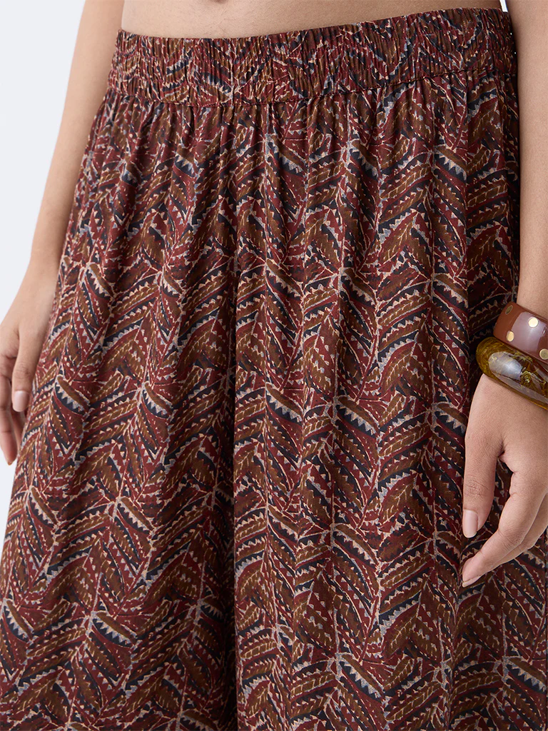 Utsa Maroon Chevron Printed Palazzos - Image 3
