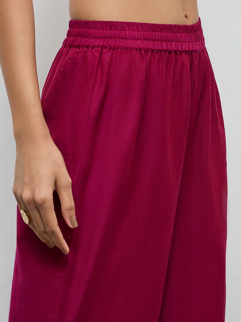 Utsa Maroon Solid Pants - Image 3