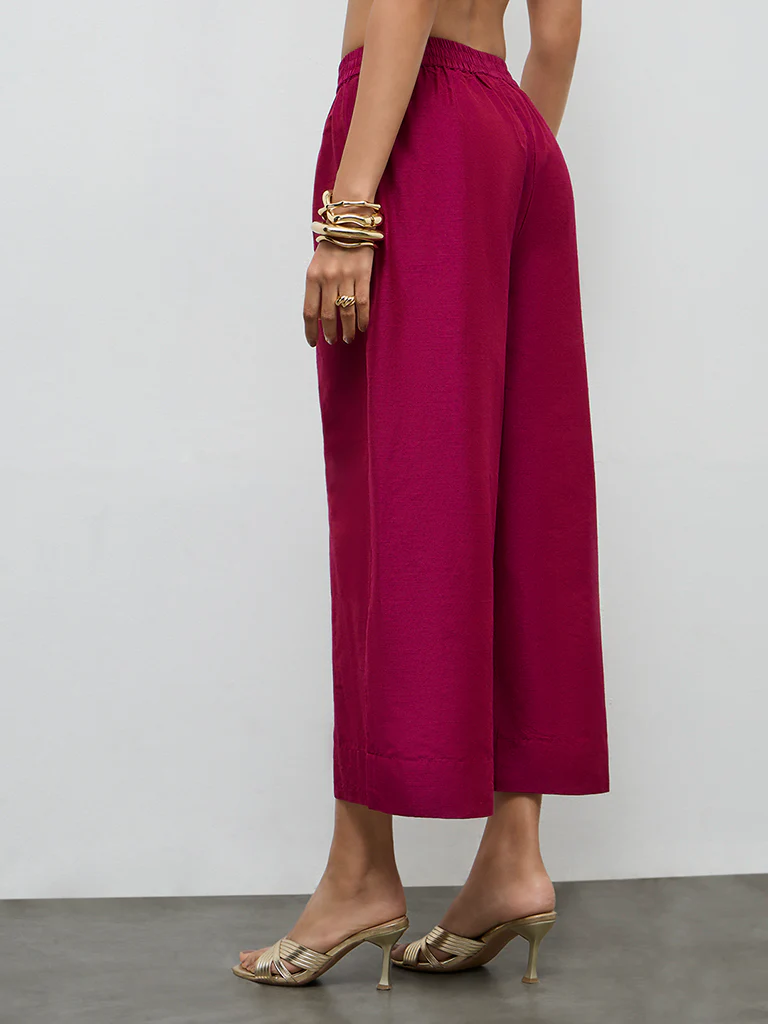 Utsa Maroon Solid Pants - Image 4