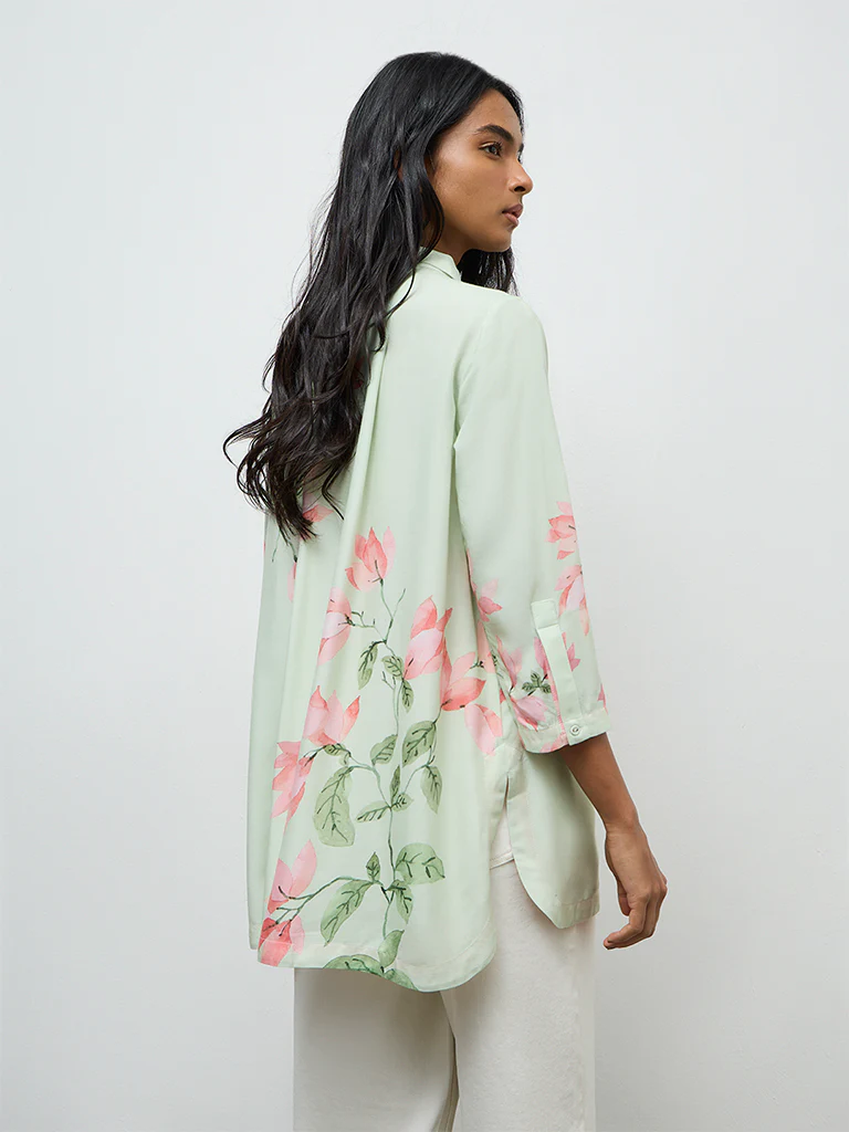 Utsa Mint Floral Pattern Tunic - Image 4