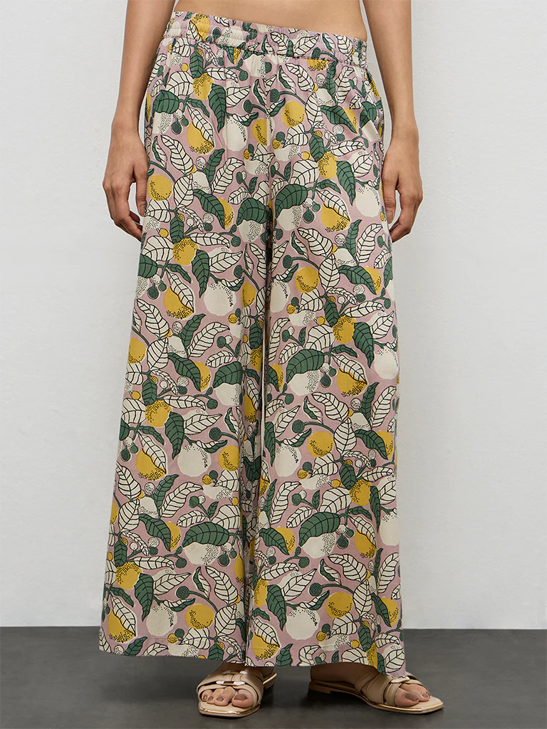 Utsa Multicolor Botanical Pattern Palazzos