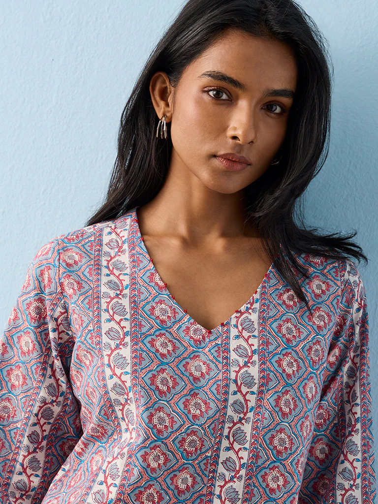Utsa Multicolor Buta Printed Cotton Tunic - Image 3