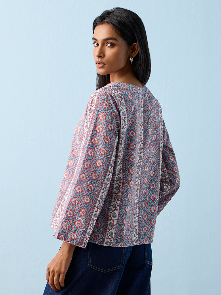 Utsa Multicolor Buta Printed Cotton Tunic - Image 4