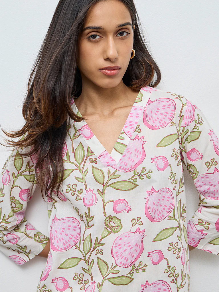 Utsa Multicolour Printed Cotton Straight Kurta - Image 3