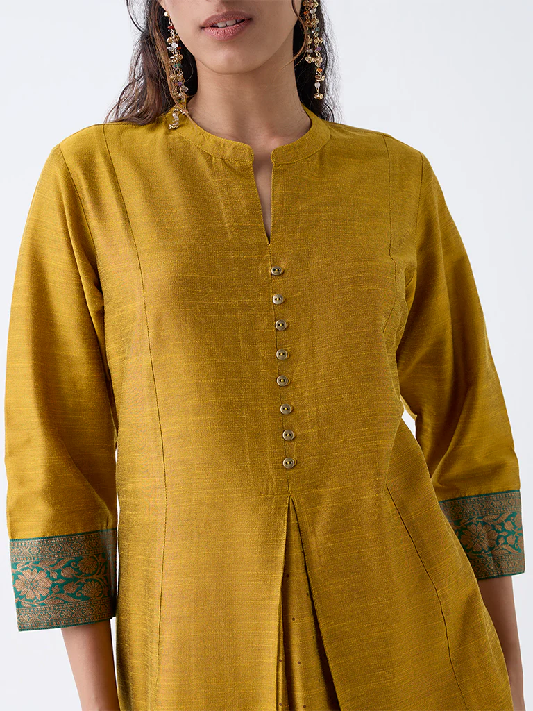 Utsa Mustard A-Line Kurta - Image 3