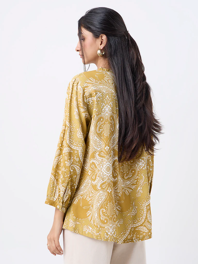 Utsa Mustard Paisley Design Tunic - Image 4