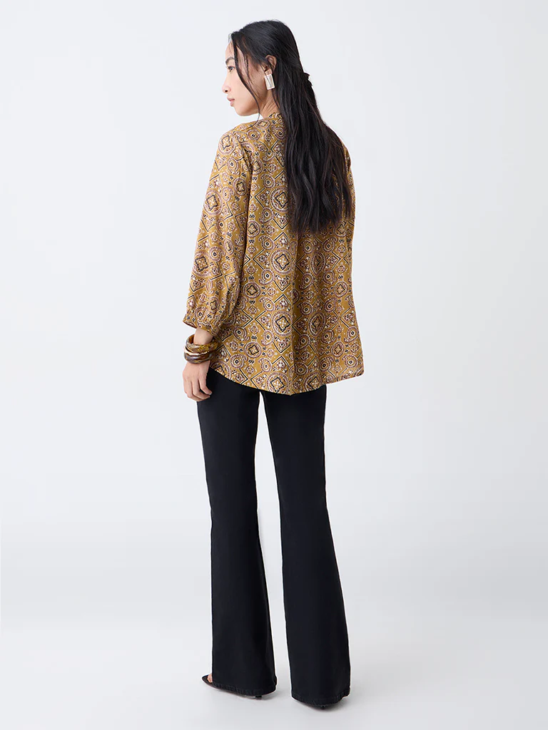 Utsa Mustard Printed Tunic - Image 4