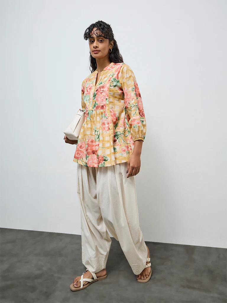 Utsa Off-White Cotton-Blend Farshi Salwar - Image 2