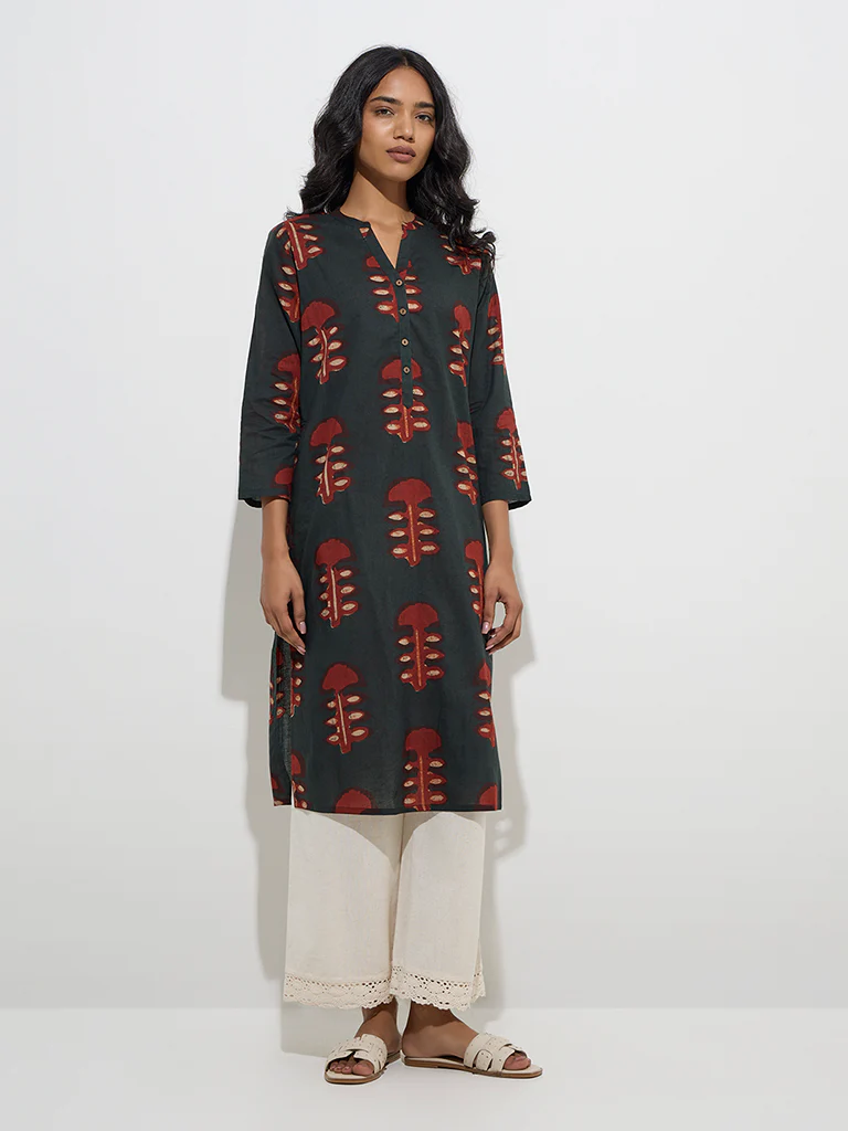 Utsa Off-White Crochet-Detailed Cotton Ethnic Palazzos - Image 2