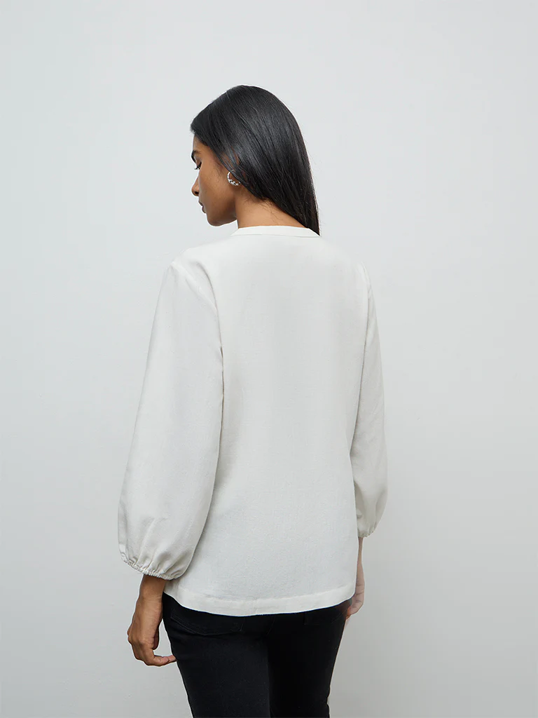Utsa Off-White Floral Printed Tunic - Image 4