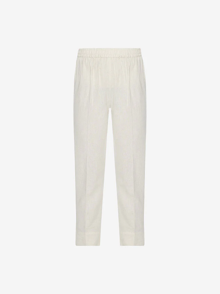 Utsa Off-White Solid Cotton Ethnic Pants - Image 4