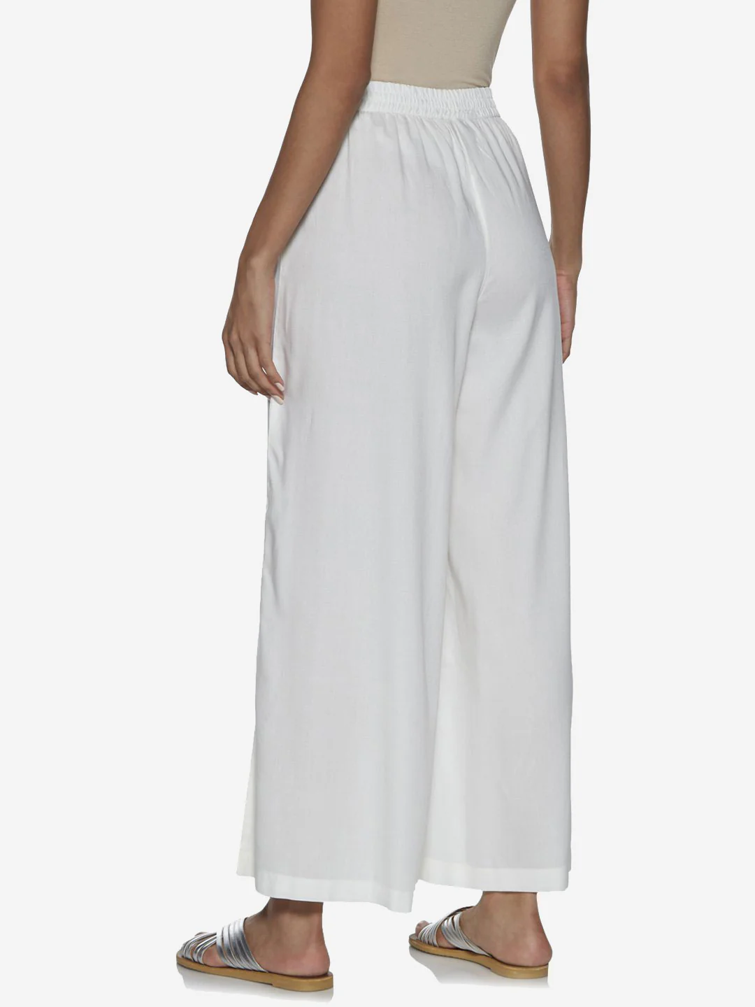 Utsa Off-White Solid Palazzos - Image 3