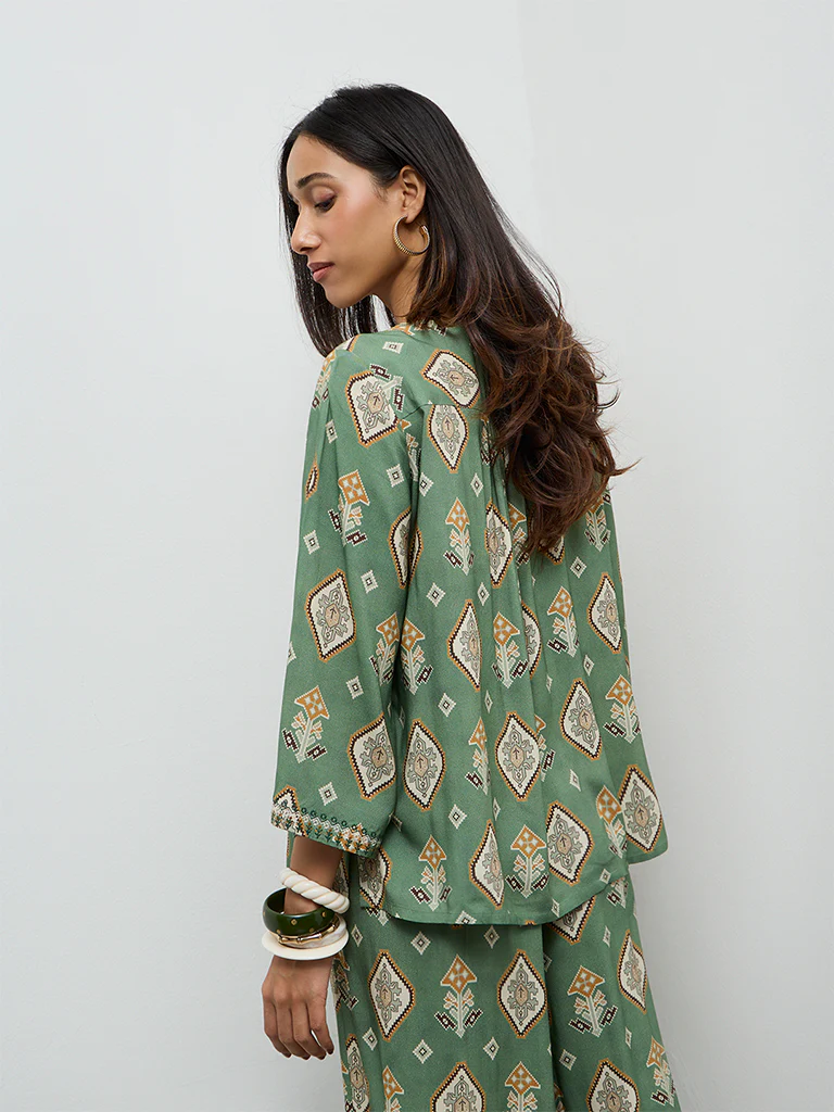 Utsa Olive Printed Tunic - Image 4