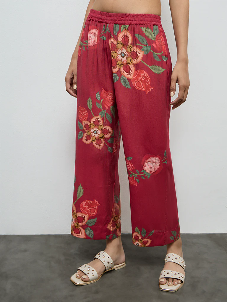 Utsa Pink Anar Printed Pants