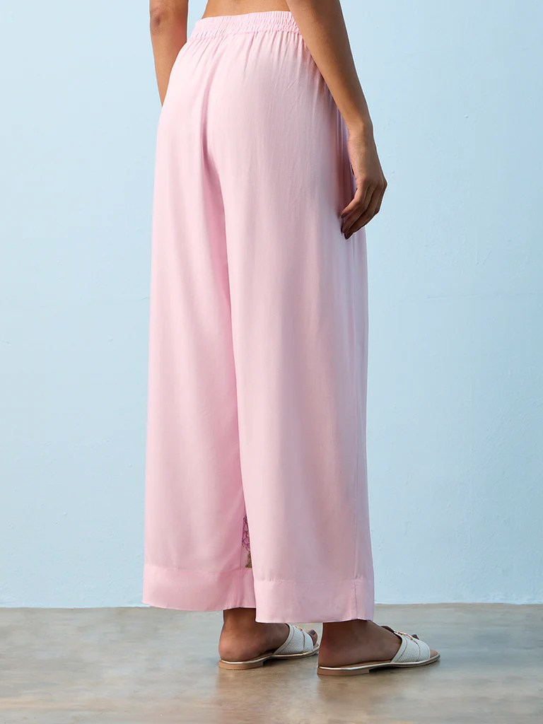 Utsa Pink Floral Design Pants - Image 4