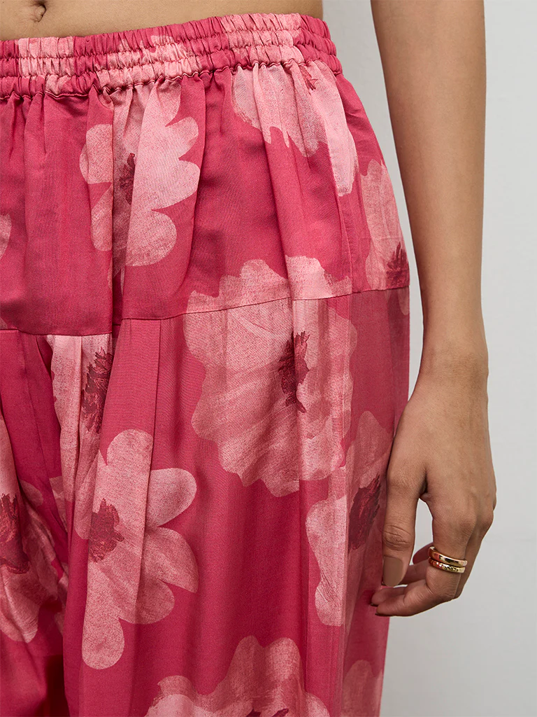 Utsa Pink Floral Design Salwar - Image 3