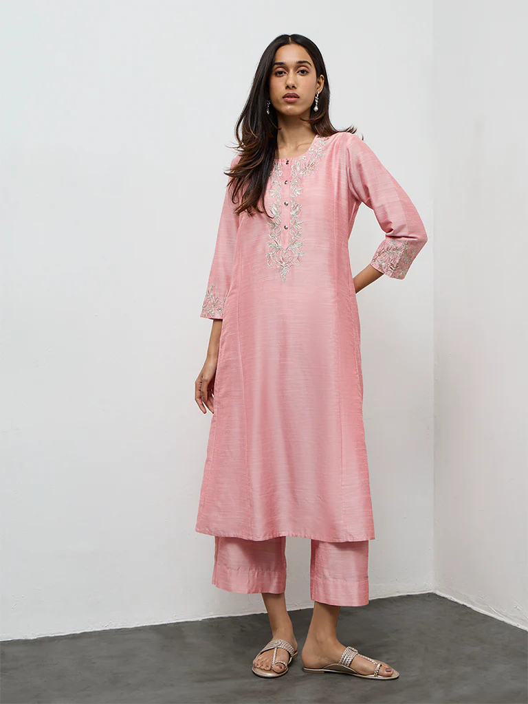 Utsa Pink Solid Ethnic Pants - Image 2