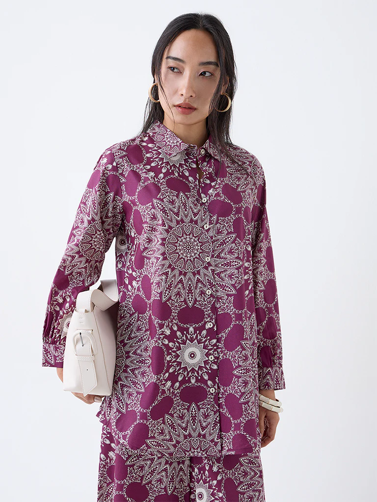 Utsa Plum Printed Tunic