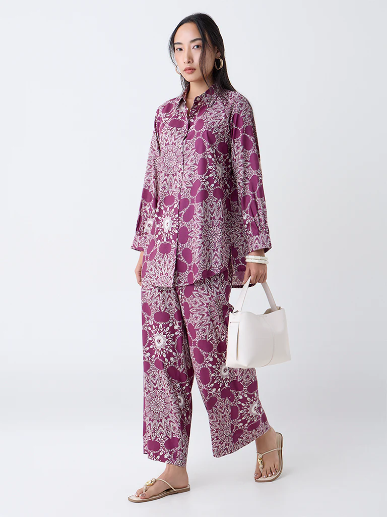 Utsa Plum Printed Tunic - Image 2