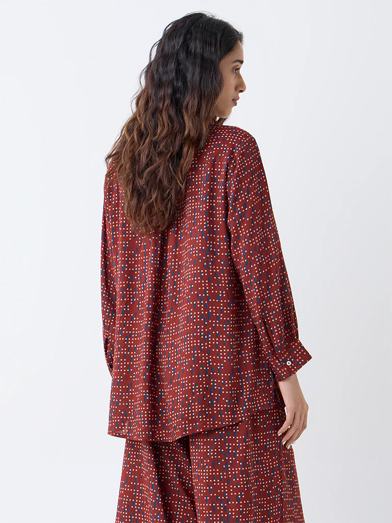 Utsa Red Geometric Printed Tunic - Image 4
