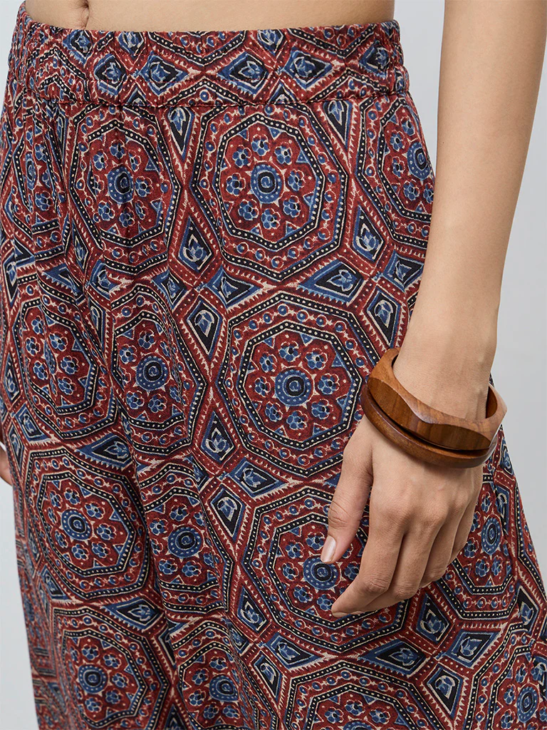 Utsa Red Printed Palazzos - Image 3
