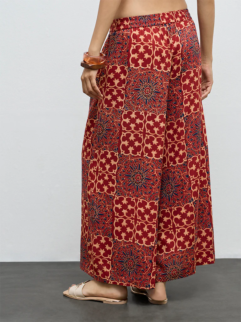 Utsa Red Printed Palazzos - Image 4