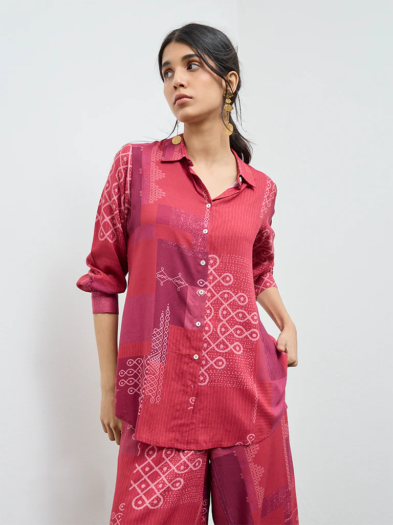Utsa Red Printed Tunic