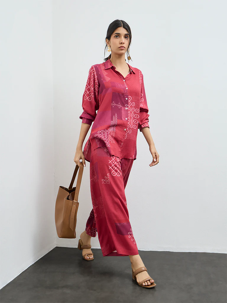 Utsa Red Printed Tunic - Image 2