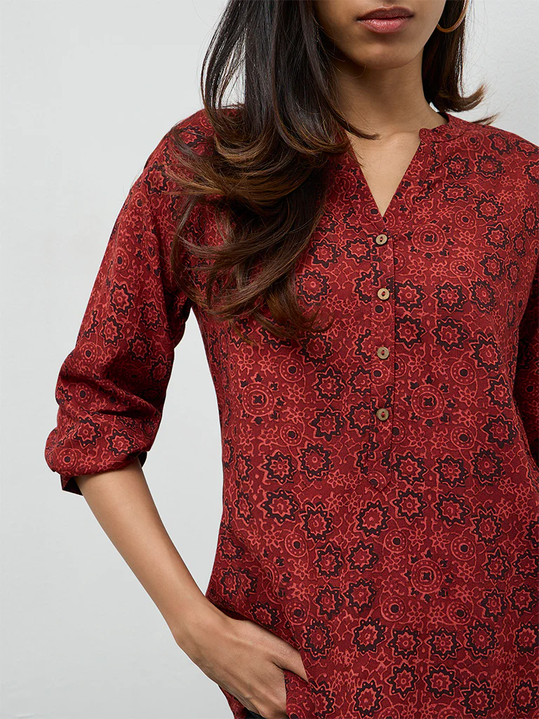 Utsa Rust Printed Tunic - Image 3