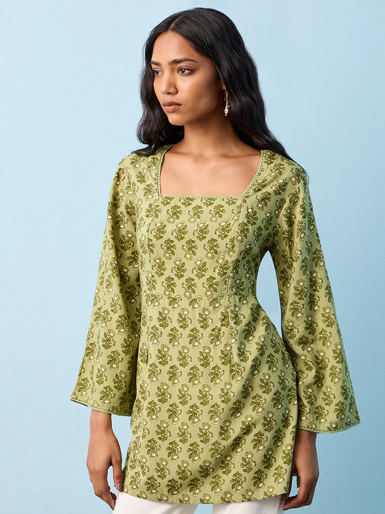 Utsa Sage Botanical Design Kurti - Image 2